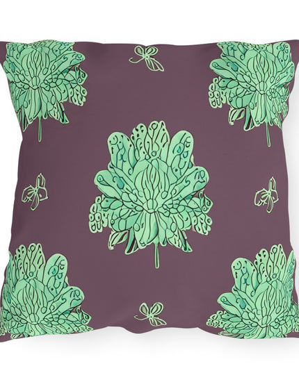 Mint Green Floral Butterflies 20" x 20" Outdoor Pillow