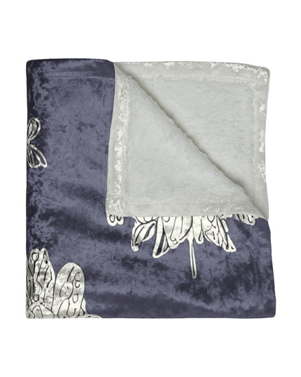 White Floral Butterflies 50" x 60" Crushed Velvet Blanket