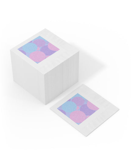 Pastel Purple and Mauve Patches White Coined Napkins, 4.8" x 4.8"