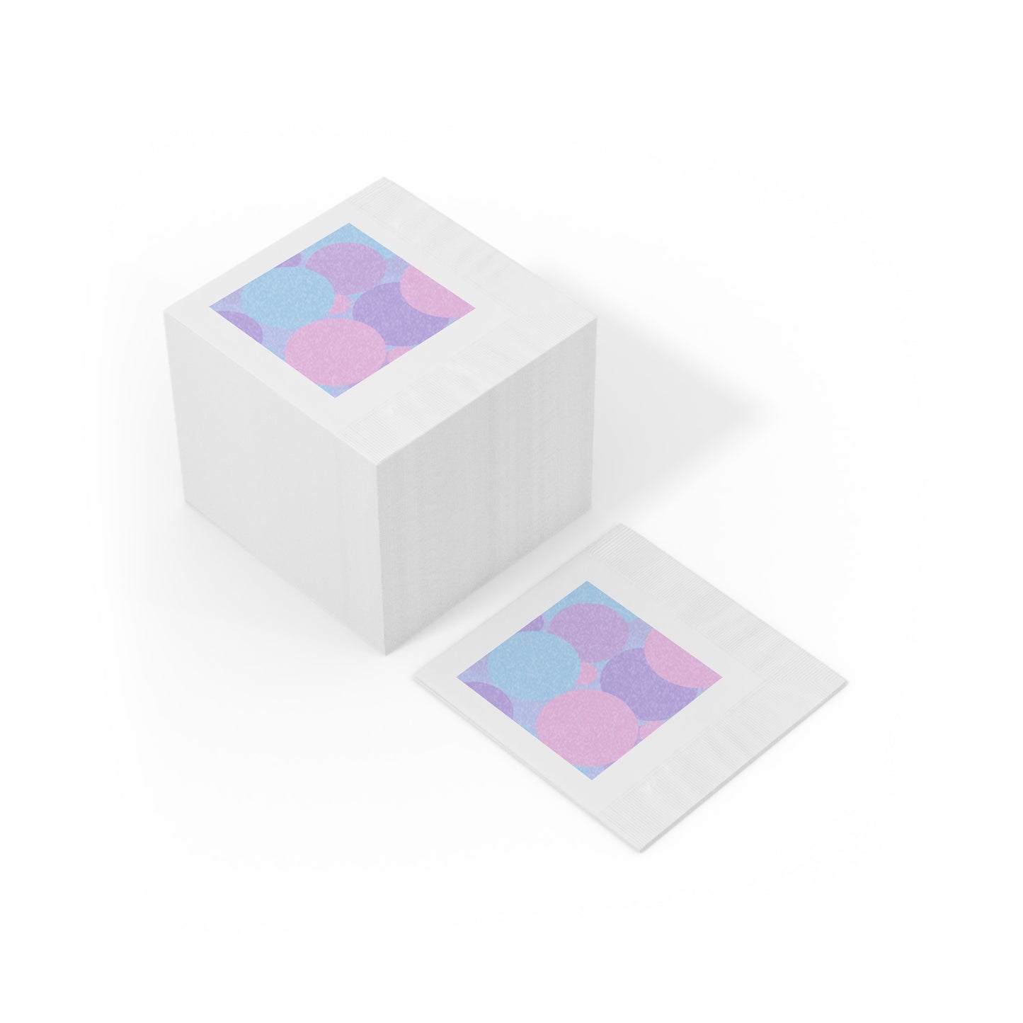 Pastel Purple and Mauve Patches White Coined Napkins, 4.8" x 4.8"