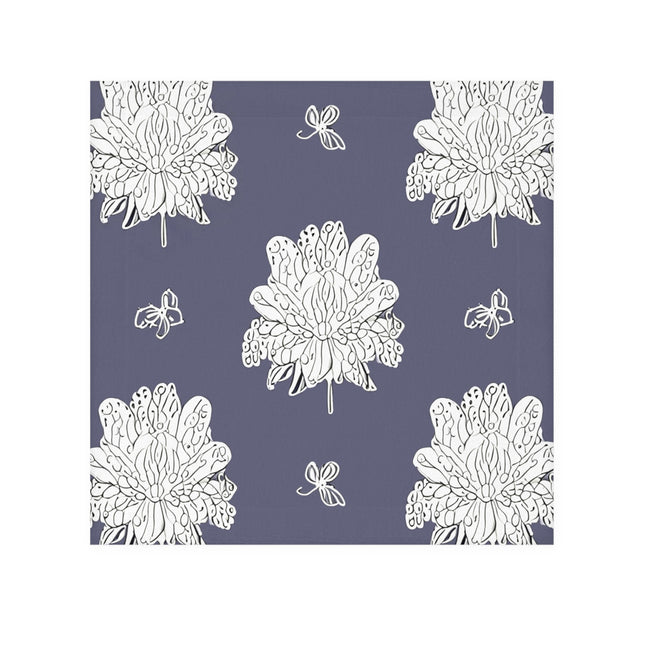 White Floral Butterflies Face Towel, 13" x 13"