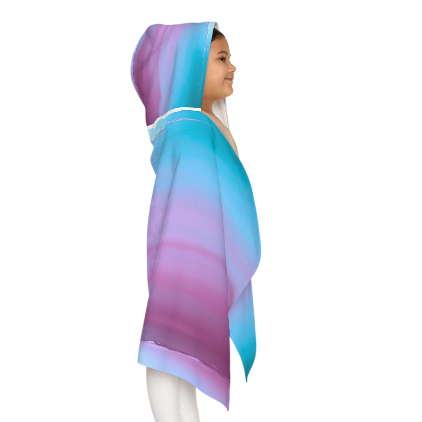 Dark Blue Green Sea Purple Fog Youth Hooded Towel, 24" x 48"