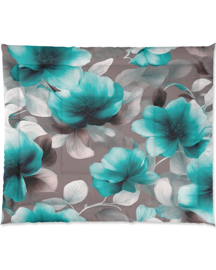 Tif Green Gray Floral Bunch Comforter, 104" × 88"