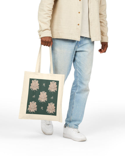 Soft White Floral Butterflies Cotton Canvas Tote Bag