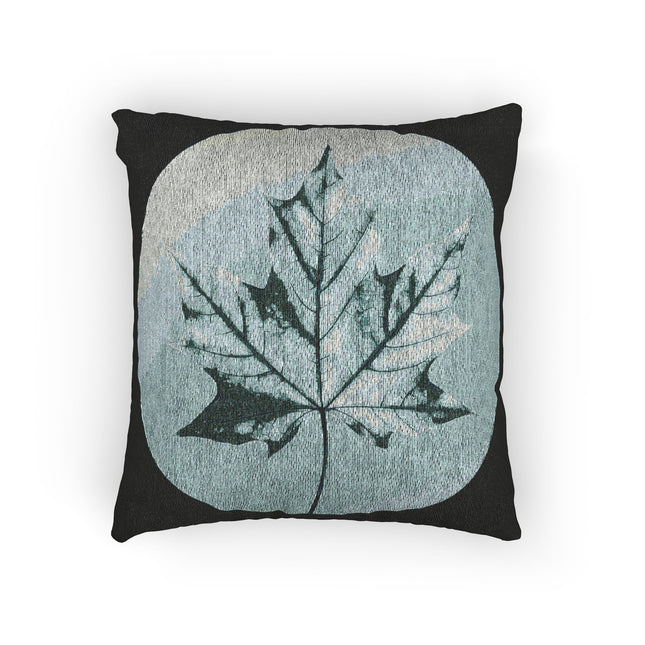 Tif Green Maple Leaf Woven Pillow, 17" x 18"