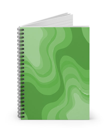Greenie Meanie Wavey Spiral Notebook - Ruled Line, 6" x 8", 118 pages