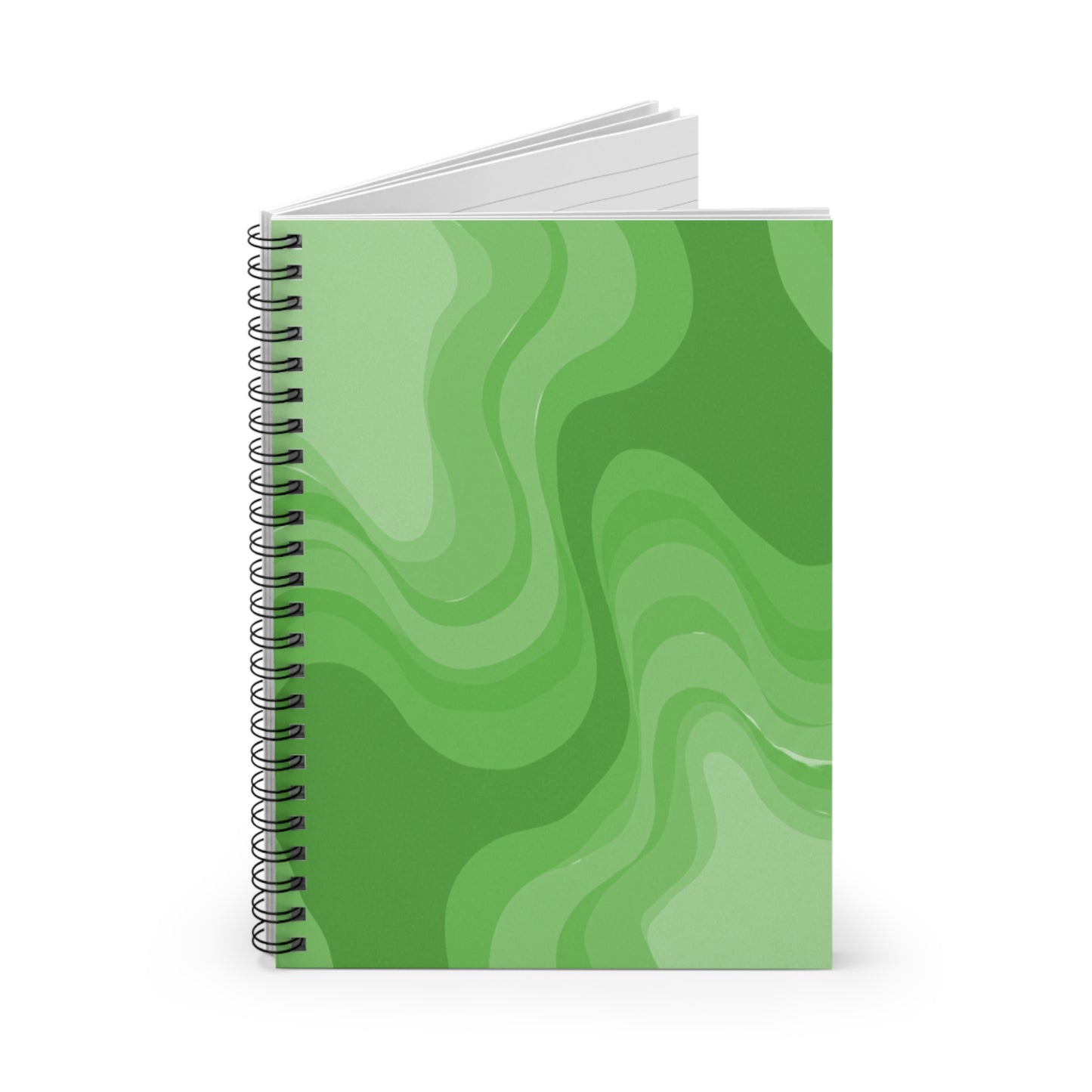 Greenie Meanie Wavey Spiral Notebook - Ruled Line, 6" x 8", 118 pages