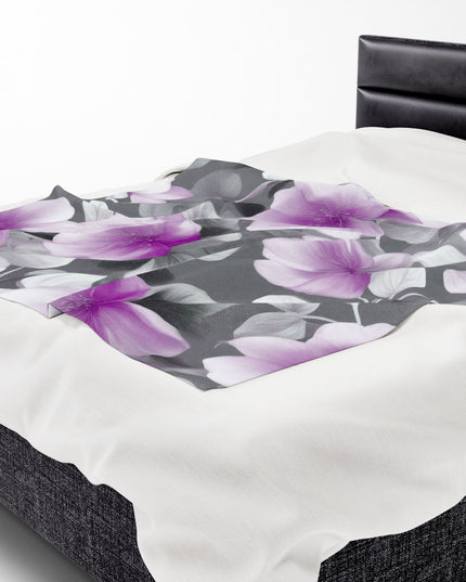 Purple Blossom Floral Bunch Velveteen Plush Blanket, 50" x 60"