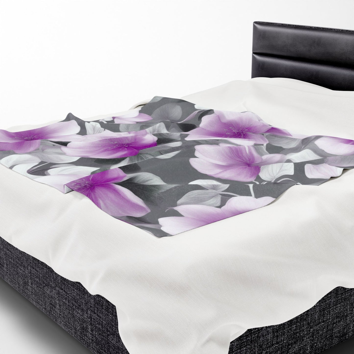 Purple Blossom Floral Bunch Velveteen Plush Blanket, 50" x 60"