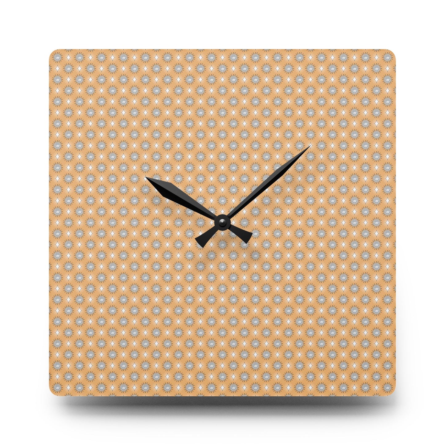Tan Sunset Star-crossed Bodies Acrylic Wall Clock, Round or Square, 10.75" x 10.75"