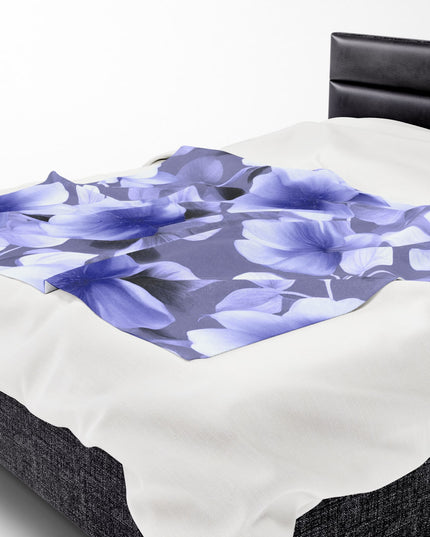 Indigo Blossom Floral Bunch Velveteen Plush Blanket, 50" x 60"