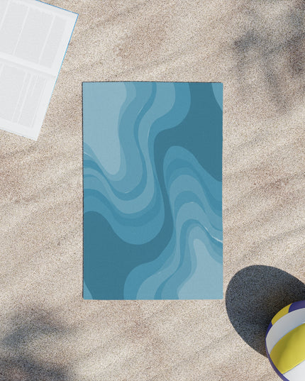 Sky Blue Wavey Beach Towel, 18" x 27"