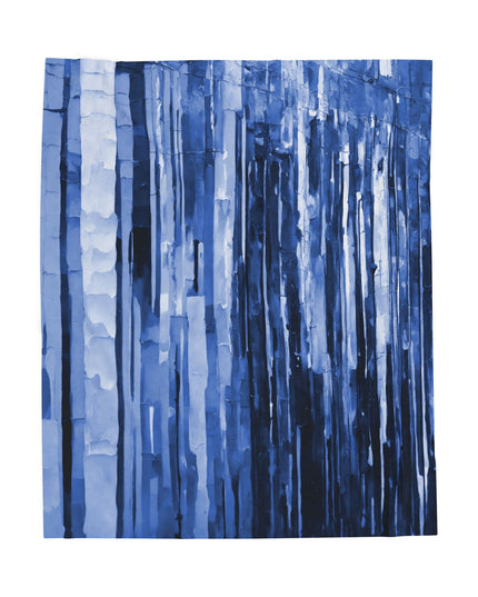 Striped Deep Blue Velveteen Plush Blanket, 50" x 60"