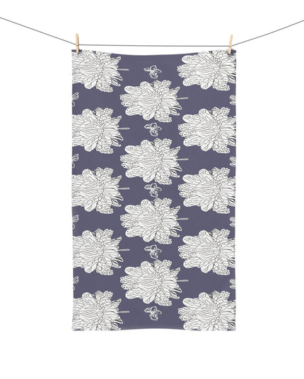 White Floral Butterflies Hand Towel, 16" x 28"