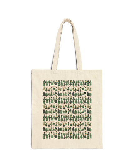 Mini Vintage Green Trees Cotton Canvas Tote Bag