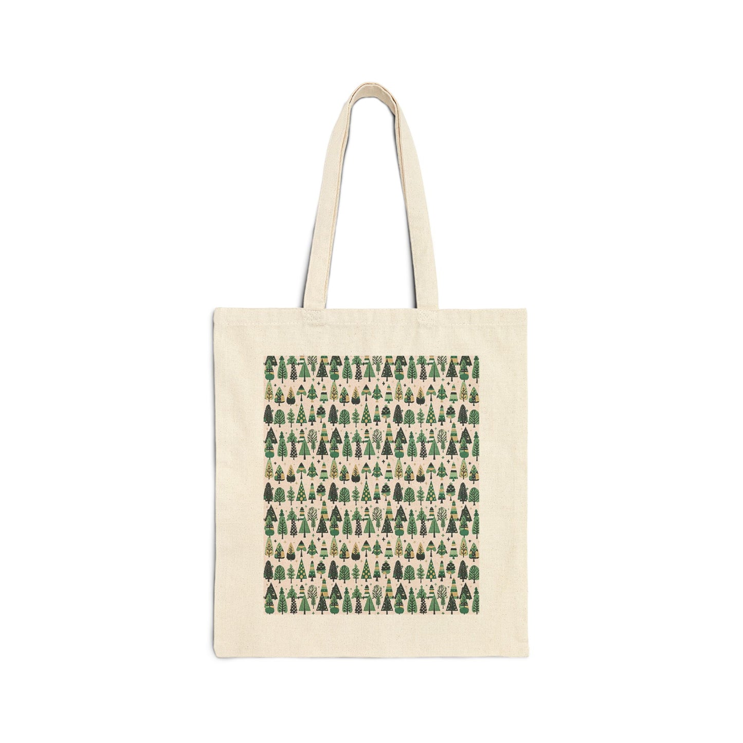 Mini Vintage Green Trees Cotton Canvas Tote Bag