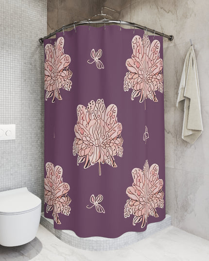 Pink Floral Butterflies Shower Curtain, 71" x 74"
