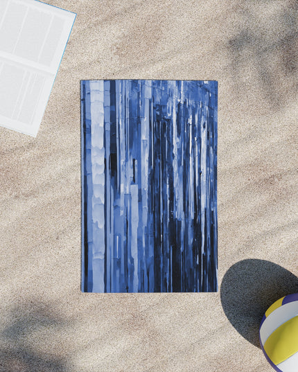 Striped Deep Blue Beach Towel, 18" x 27"