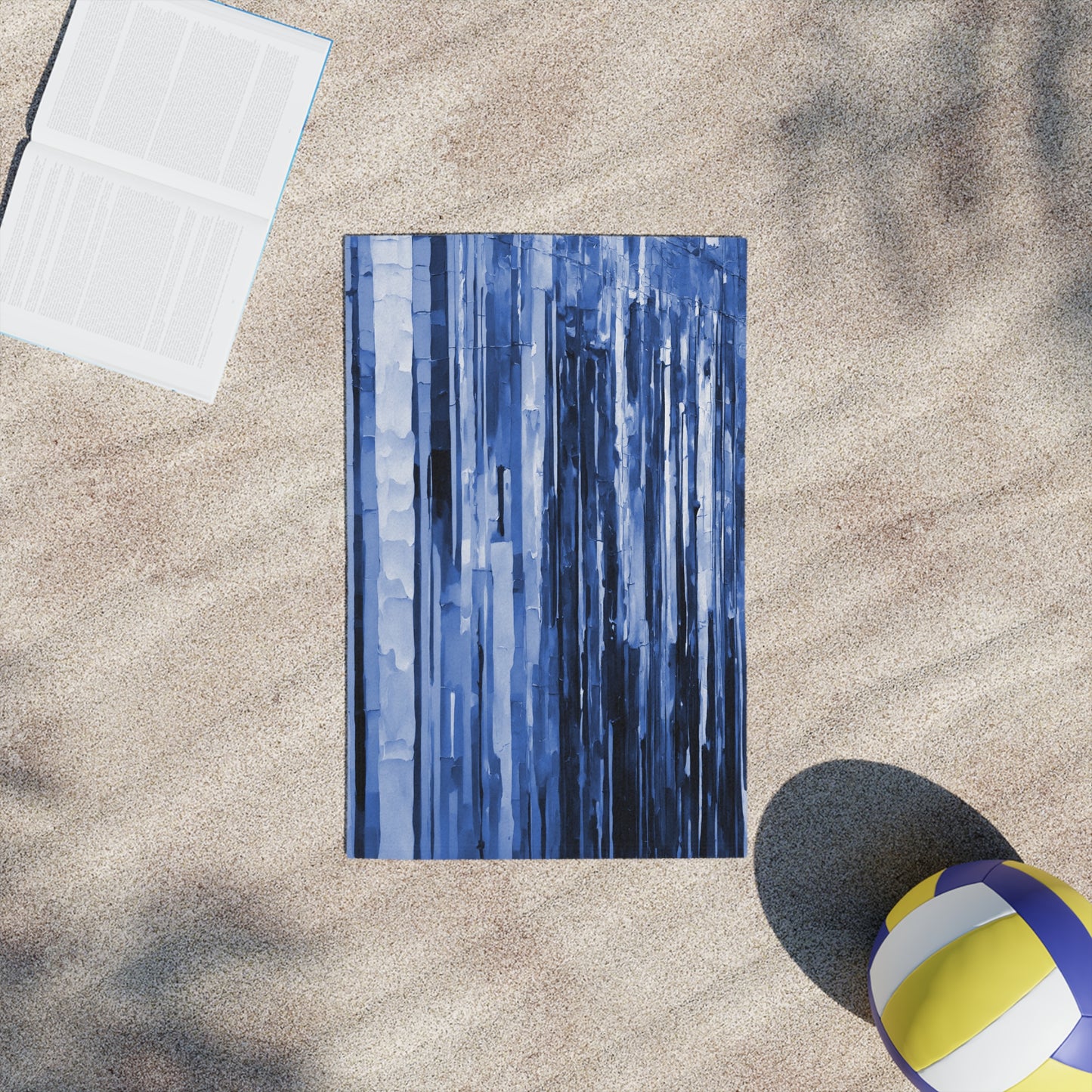 Striped Deep Blue Beach Towel, 18" x 27"