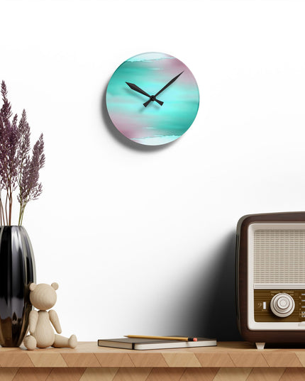 Green Sea Lavender Fog Acrylic Round Wall Clock, 8" x 8"