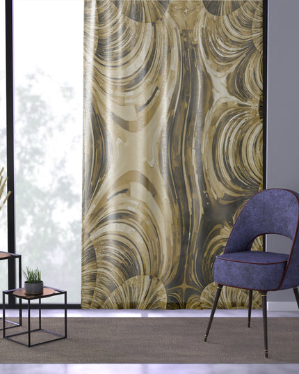 Uzi Spiral Light Brown Sheer Window Curtain, 50" x 84", partially transparent