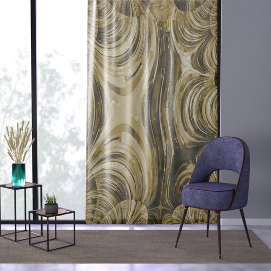 Uzi Spiral Light Brown Sheer Window Curtain, 50" x 84", partially transparent