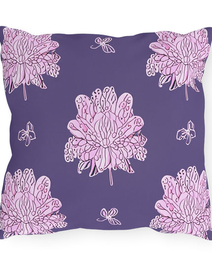 Magenta Floral Butterflies 16" x 16" Outdoor Pillow