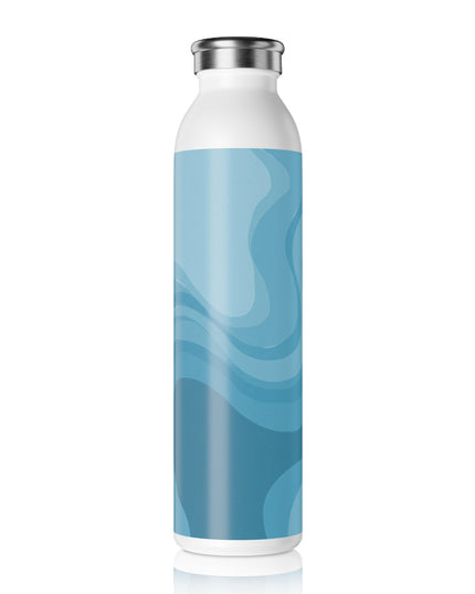 Sky Blue Wavey Slim Water Bottle, 20 oz White