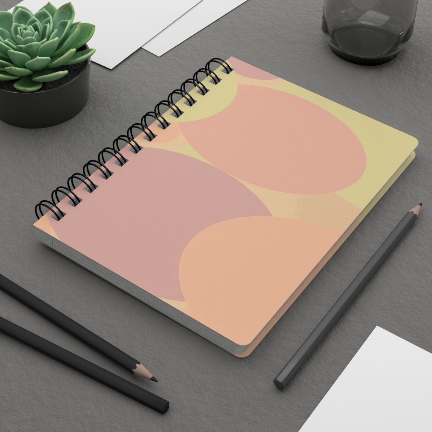Pastel Hot Peach Patches Spiral Bound Journal, 5" x 7" 150 pages