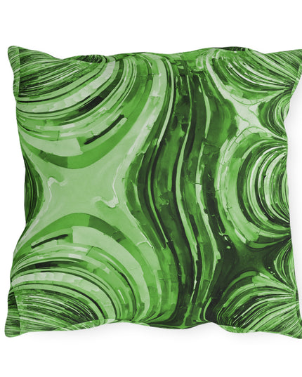 Uzi Spiral Mint Pastel Outdoor Pillow, 18" x 18"