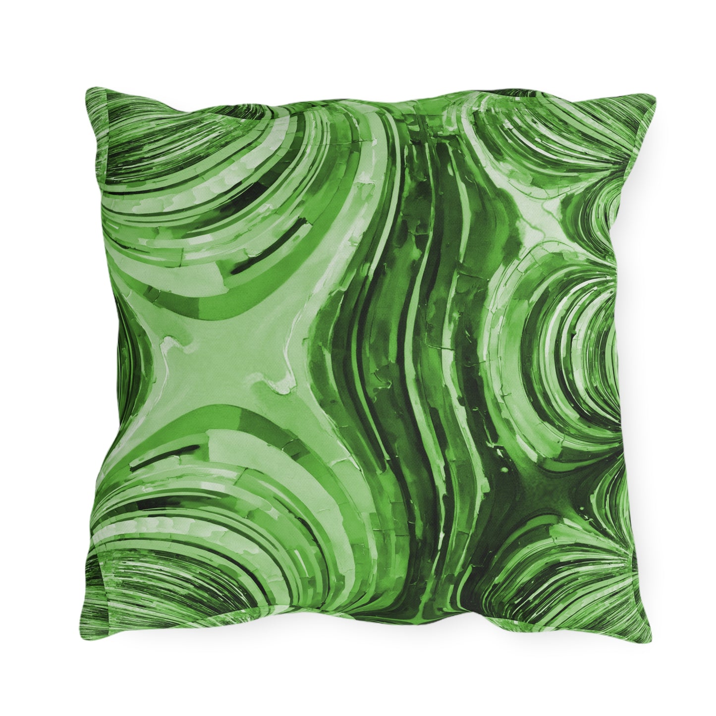 Uzi Spiral Mint Pastel Outdoor Pillow, 18" x 18"