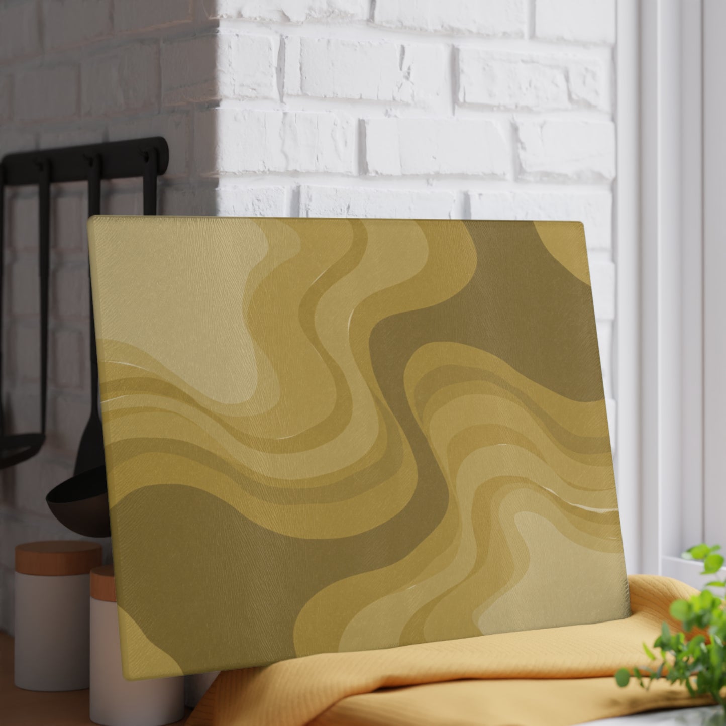 Brown Wavey Glass Cutting Board, 11" x 15"