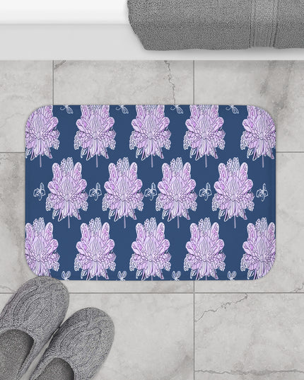 Purple White Floral Butterflies 24" x 17" Bath Mat