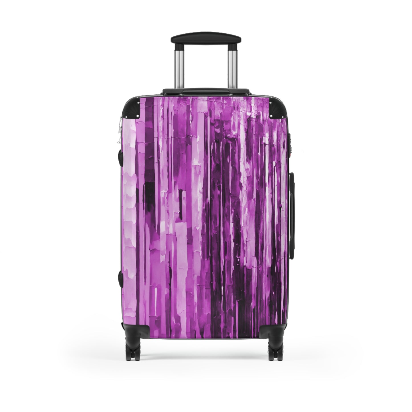 Striped Powder Lavender Medium Suitcase with built in lock, 4 double-wheels, telescopic handle, and ABS back hard-shell