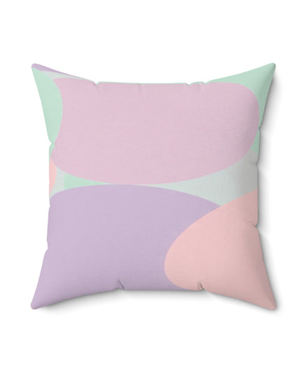 Pastel Peach and Soft Green Patches 18" x 18" Faux Suede Square Pillow
