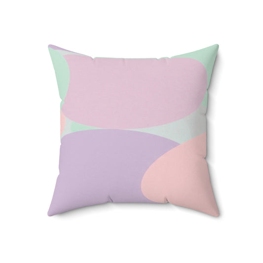 Pastel Peach and Soft Green Patches 18" x 18" Faux Suede Square Pillow