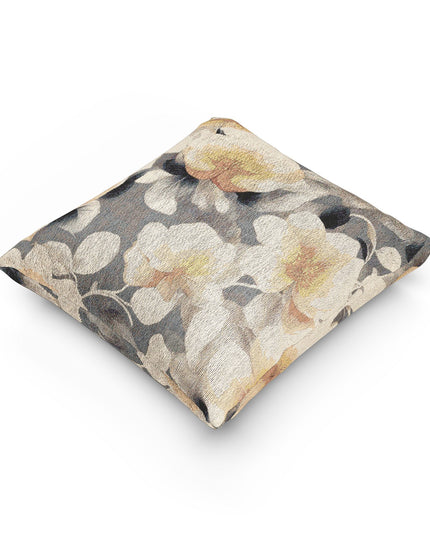 Light Orange Florals Woven Pillow, 17" x 18"