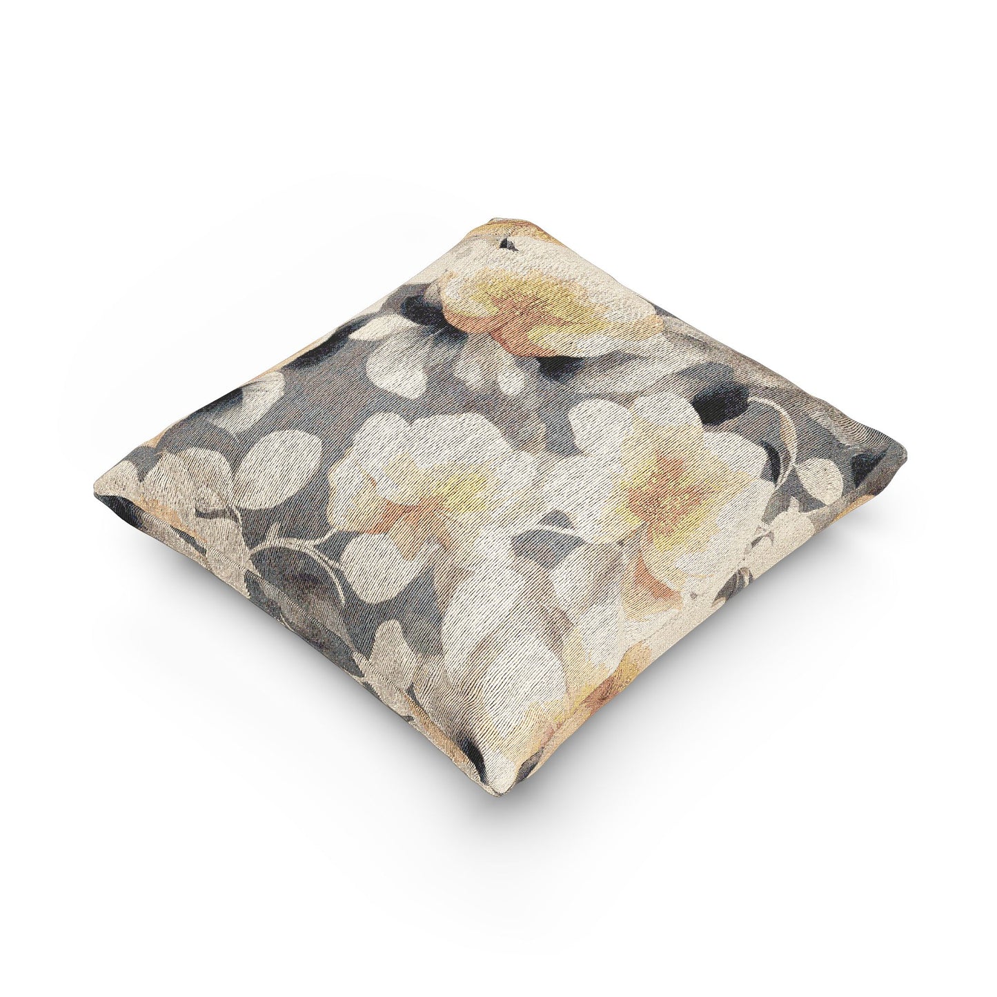 Light Orange Florals Woven Pillow, 17" x 18"