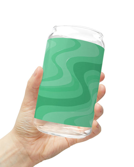 Mint Green Wavey Sipper Glass, 16oz