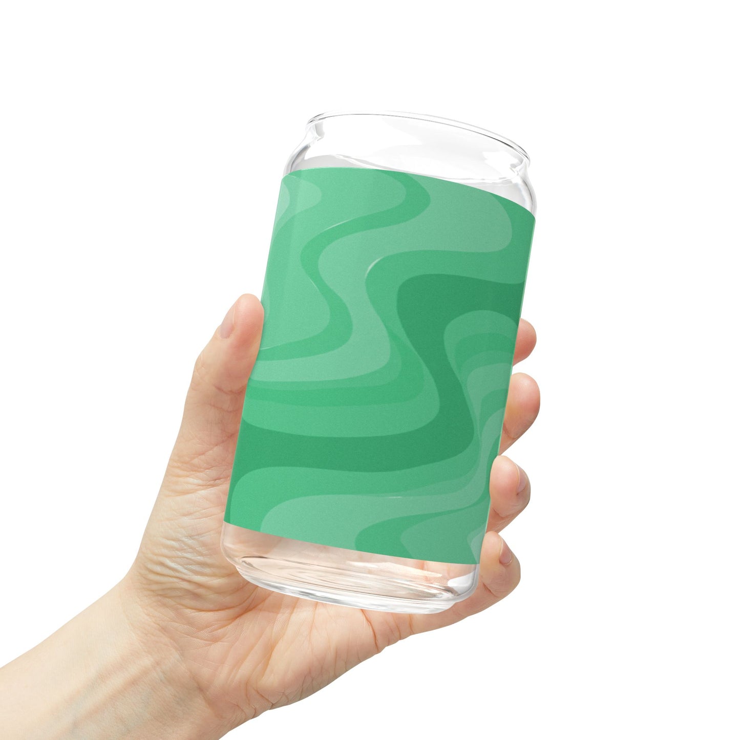 Mint Green Wavey Sipper Glass, 16oz