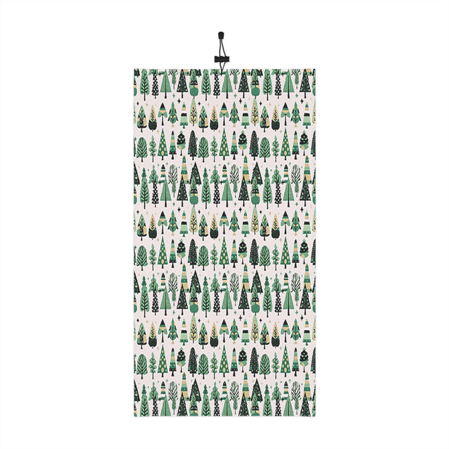 Mini Vintage Green Trees Winter Neck Gaiter With Drawstring