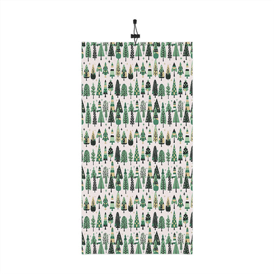 Mini Vintage Green Trees Winter Neck Gaiter With Drawstring