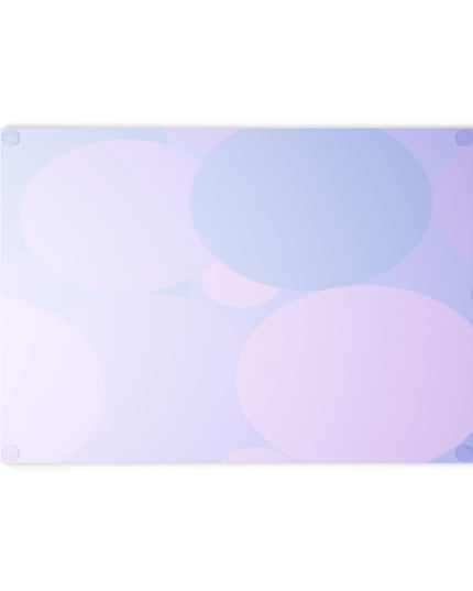 Pastel Purple Family Patches 8" x 11" Glass Cutting Board