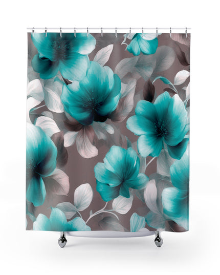 Tif Green Gray Floral Bunch Shower Curtains, 71" x 74"