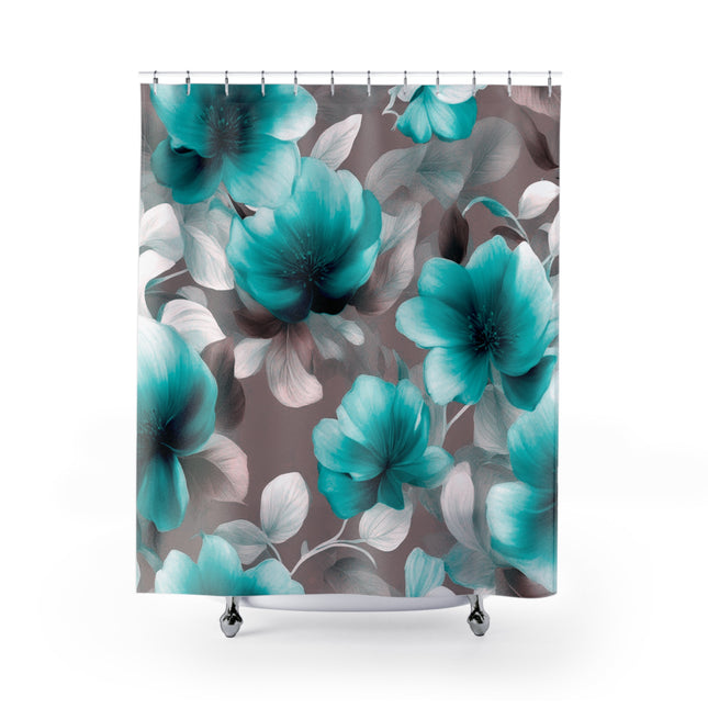 Tif Green Gray Floral Bunch Shower Curtains, 71" x 74"