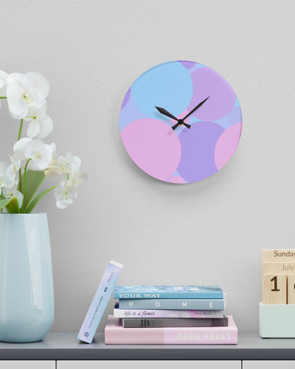 Pastel Purple and Mauve Patches Acrylic Wall Clock, Round or Square, 10.75" x 10.75"