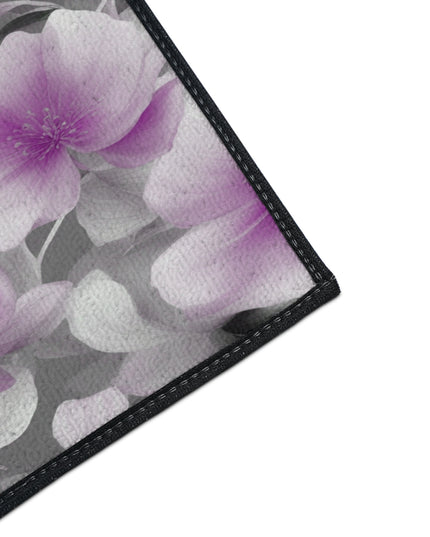 Purple Blossom Floral Bunch Heavy Duty Floor Mat, 18" x 27"