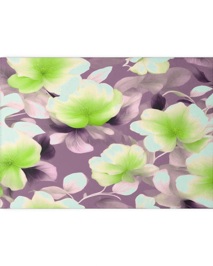 Lime Lavender Floral Bunch Glass Cutting Board, 8" x 11"