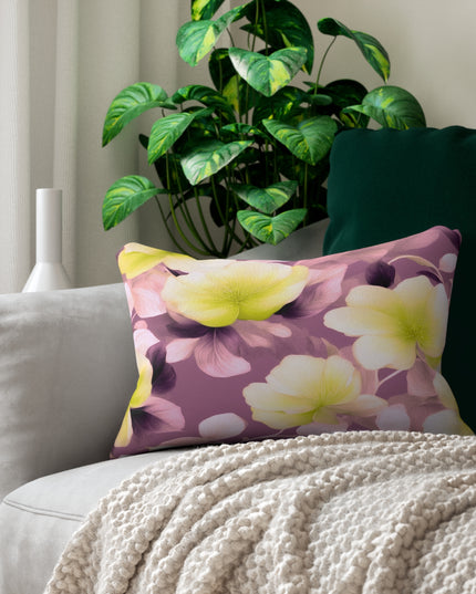 Lemon Blossom Floral Bunch Spun Polyester Lumbar Pillow, 20" x 14"