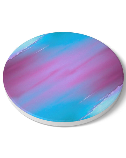 Wine Sea Blue Fog 4" x 4" Round Ceramic Coaster